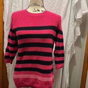 Croft & Barrow 3/4” sleeve striped crew neck sweater